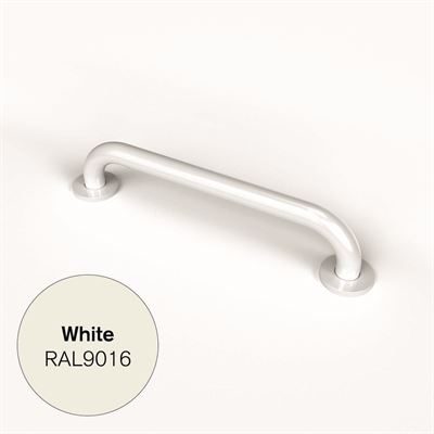 455MM STRAIGHT POWDER COATED STAINLESS STEEL GRAB RAIL - WHITE