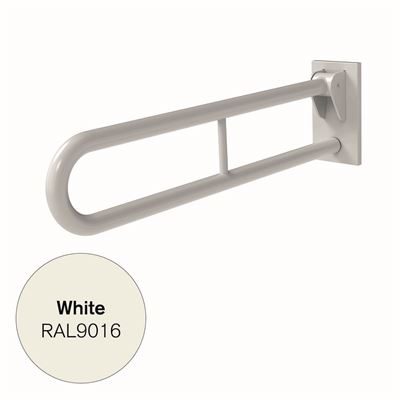 800MM HINGED POWDER COATED STAINLESS STEEL GRAB RAIL - WHITE