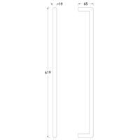 0302511 - Single Cubicle Door Handle - Satin Stainless Steel (600mm) Dimensions
