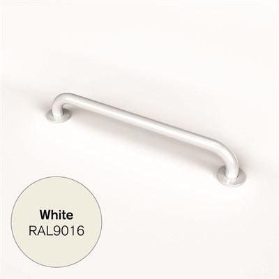 600MM STRAIGHT POWDER COATED STAINLESS STEEL GRAB RAIL - WHITE